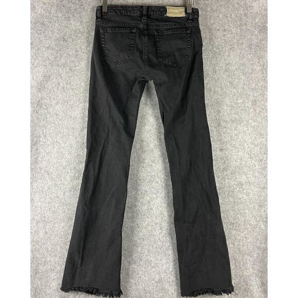 Iro Freddy Bootcut Jeans Womens 27 Black Raw Frayed Hem Low Rise Stretch - Picture 10 of 15
